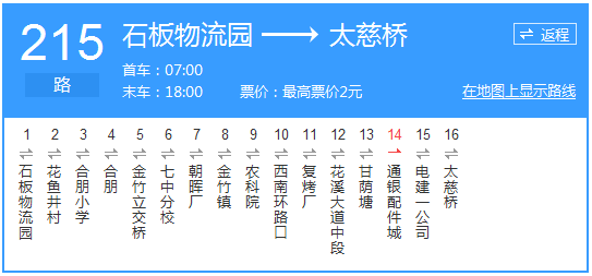 貴陽公交215路路線示意圖