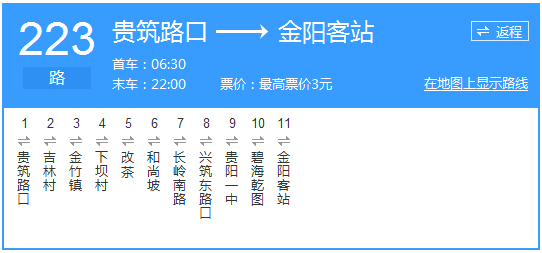 貴陽公交223路路線示意圖