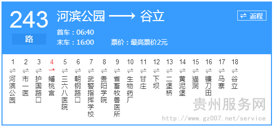 貴陽(yáng)公交243路路線示意圖