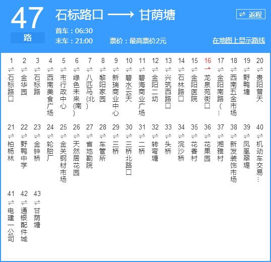 貴陽公交47路路線示意圖