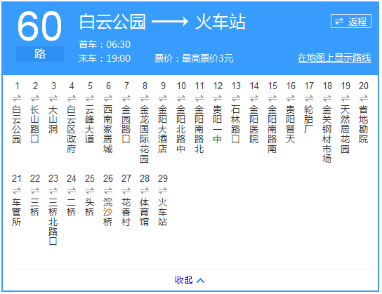 貴陽公交60路路線示意圖